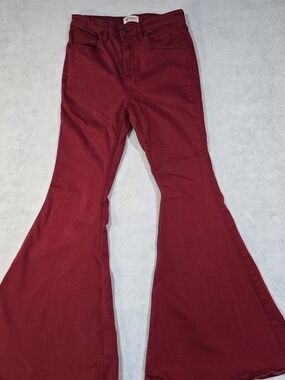 Shyanne Womens Red Flare Jeans Wide Leg